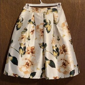 Knee length white floral skirt